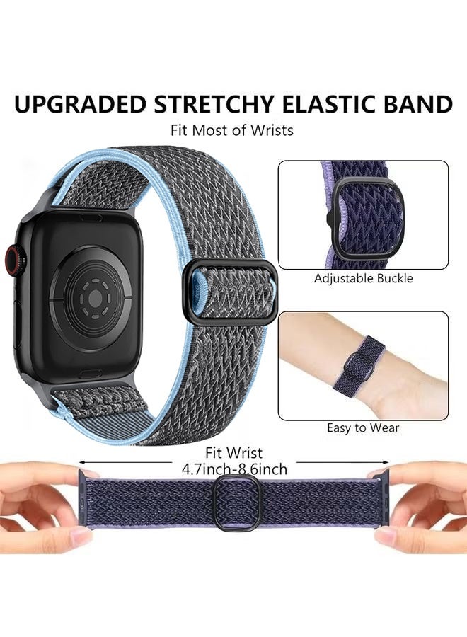 Happy D 2 Apple Watch Bands Compatible with 38mm, 40mm, 41mm, Double Loop Adjustable Ripple Pattern Soft Breathable Nylon Bands, Suitable for Men and Women Apple Watch SE Series 9 8 7 6 5 4 3 2 1 - Gray, Brown - Image 3